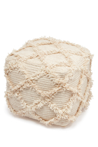 Embroidered Square Pouf